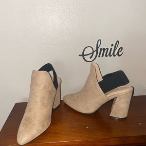 Tan suede ankle booties